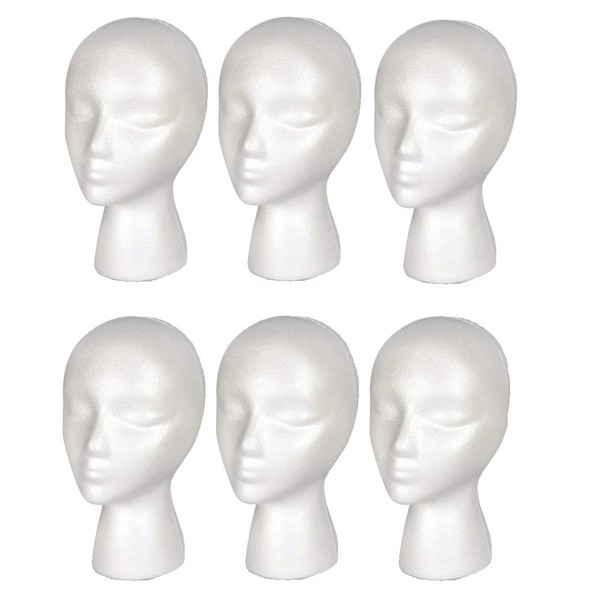 Cosme Case Pack of 6 Styrofoam Foam Mannequin Wig Head