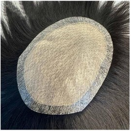Tupé para Hombre Tupé for Hombre, Transpirable, con Base de Seda PU, Alrededor la prótesis capilar Masculina, postizos Cabello Humano for(16cmx18cm)