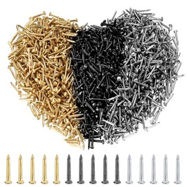 QBXMY7 1200 Pieces Tri Color Small Nails, 19mm - Gold Silver Black，Nail Assortment Set, Wall Nails for Hanging Pictures, Art Nails, Round Head Picture Nails, Wall Nails for Picture Frame Carpentry,