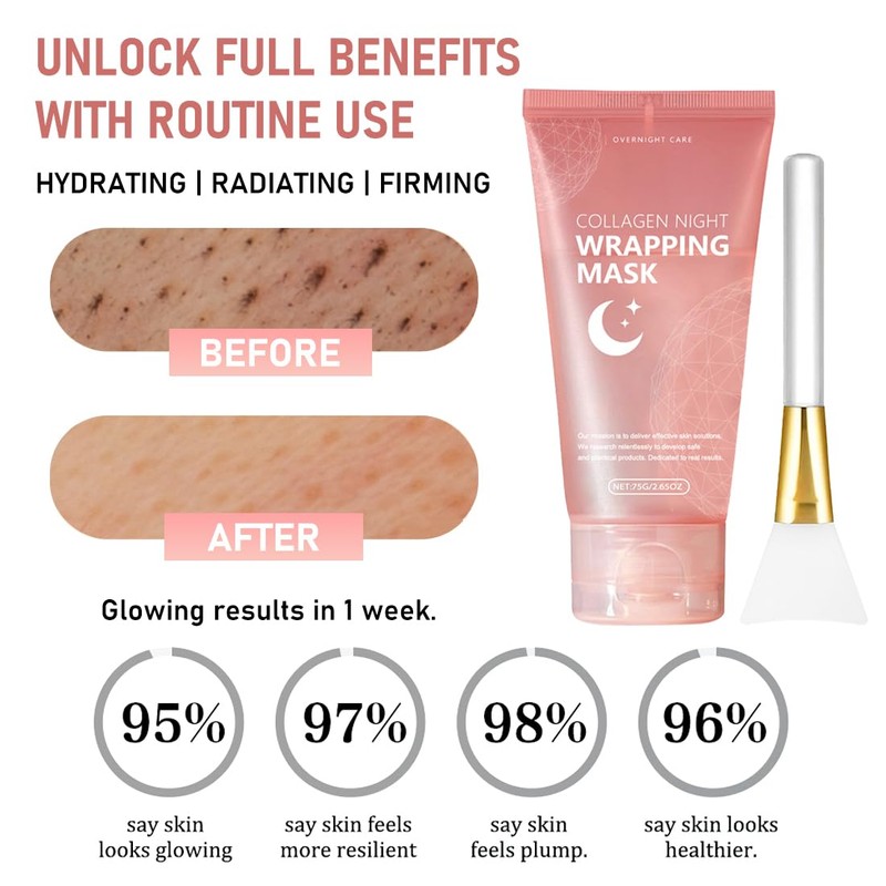 Collagen Night Wrapping Mask, Collagen Mask Face Overnight, Overnight Wrapping