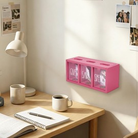 UNICRAFTALE Wooden 3-Slot Money Organizer Spend Save Give Piggy Bank Pink Wall Mounted Cash Storage Box 24.9x8.8x10.9cm for Bedroom Living Room Countertop