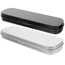 Metal Pen Cases Tin Pencil Boxes 2pcs Pen Wrapping Boxes Portable Tinplate Storage Cases Stationery Organizer Portable Makeup Brush Organizer Office Supplies