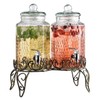 Classic Hammered Glass Beverage Dispenser with Elegant Stand (Set of