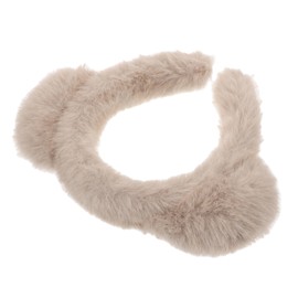 Healvian Plush Bear Ears Headband for Women Soft Wide Brimmed Hair Accessories for Skincare Cute Khaki Makeup Head Wrap for Christmas Parties and Daily Wear