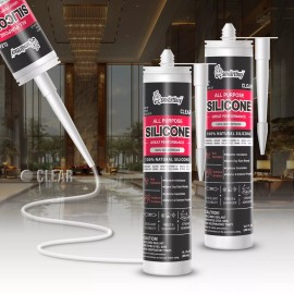 Smartbuy All Purpose 100% Clear Silicone Sealant Adhesive For Glass Window Door