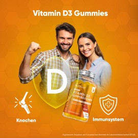 WeightWorld Vitamin D3 4000 IE - 120 Gummibärchen Zuckerfrei - 1 Vitamin D Gummi alle 4 Tage - Sonnenvitamin mit Zitronengeschmack 1+ Jahr Vorrat - für Immunsystem, Knochen (EFSA) - WeightWorld