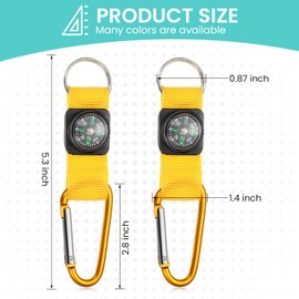 TOODOO 36 Pieces Compass Keychain Bulk Metal Buckle Belt Clips Adventure Party Favors Outdoors Camping Theme Birthday Party Favors School Map Project Prizes for Kids (5.3 Inch)