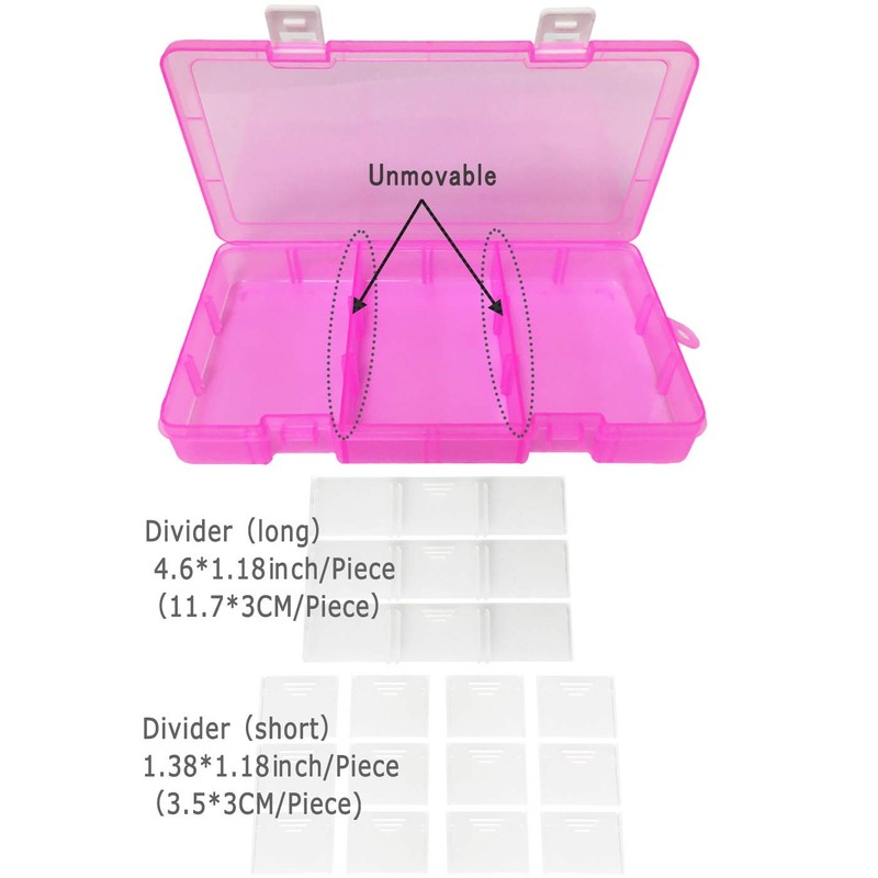 Qualsen Plastic Storage Box, Adjustable Compartments Assortment Box, Jewellery Box,