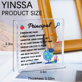 YINSSA Principal Gifts For Women Men Principal Therapist Gift Administrative Professional Day Gifts Acrylic Decorative Appreciation Birthday Retirement Graduation Gift For Principals Office Decor