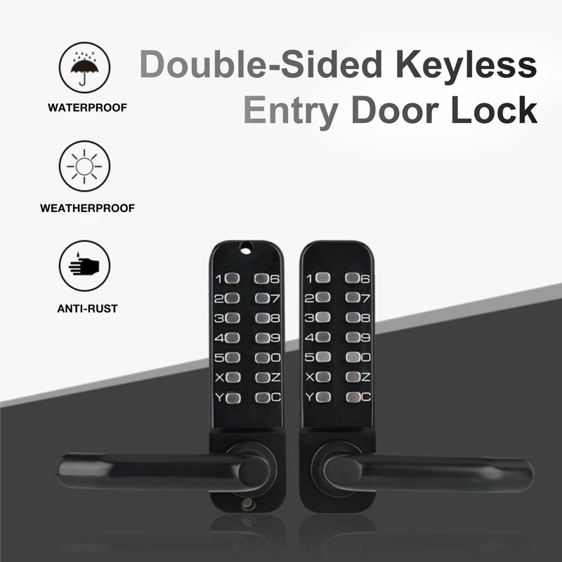 Double-Sided Keyless Entry Door Lock, Mechanical Keypad Double Door Lock