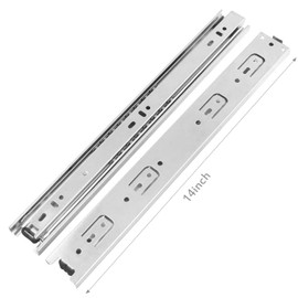 Drawer Slide 14 Inch Ball Bearing 3 Section Drawer Cabinet Slide, Side Mount 2pcs,Silver