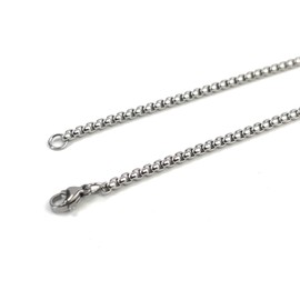 VersaKits Necklace Chains for Pendants Silver 3mm Wide Stainless Steel Box Chain Necklace Square Rolo Cable Chain for Men Women,23.6''