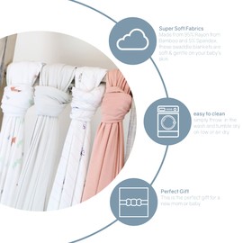 GooseWaddle Luxury Soft Gray Baby Swaddle Blanket 2-Pack (47”x47”), Ultra Comfort Stretchy & Breathable Material Provides Premium Comfort to Infants, 95% Rayon from Bamboo and 5% Spandex