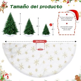 Morovanlaza Falda de árbol de Navidad - Falda de árbol de Navidad de Felpa de 48", Adorno de árbol de Navidad Blanca Grande con Copos de Nieve para decoración navideña, año Nuevo