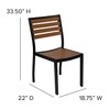 Flash Furniture Lark Outdoor Stackable Side Chair with Faux Teak