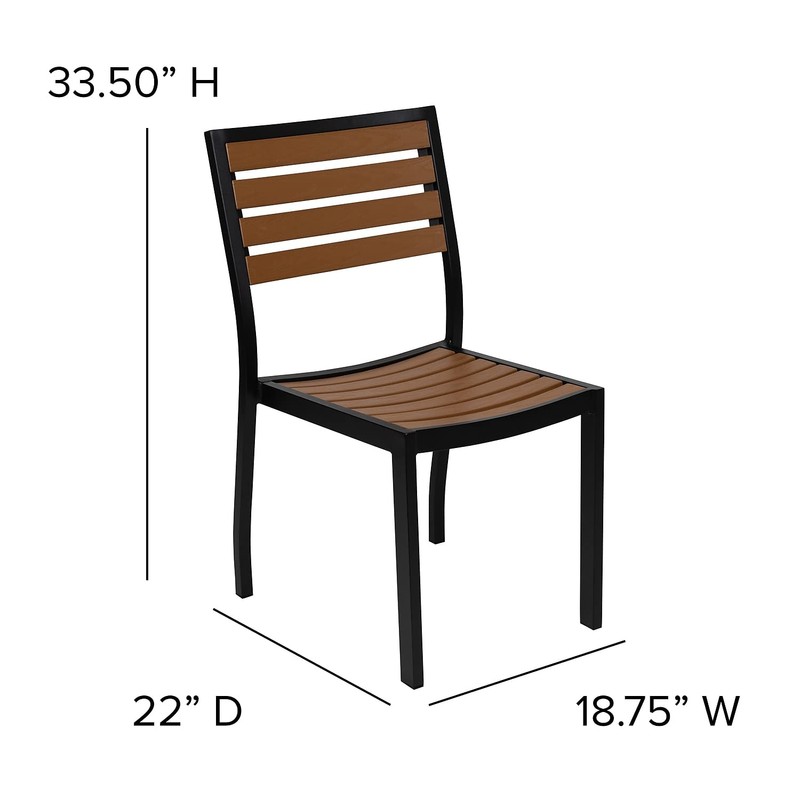 Flash Furniture Lark Outdoor Stackable Side Chair with Faux Teak