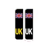 Slimline Domed Union Jack UK Vehicle Number Plate Stickers, Black,