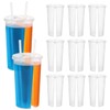 20pcs Double Grid Disposable Plastic Cups, Transparent Couple Sharing Cups