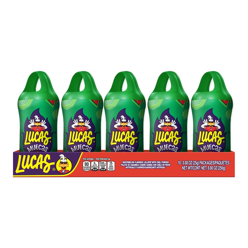 Lucas Muecas Lollipop Watermelon Flavor Candy, 0.96oz - 10 Pieces