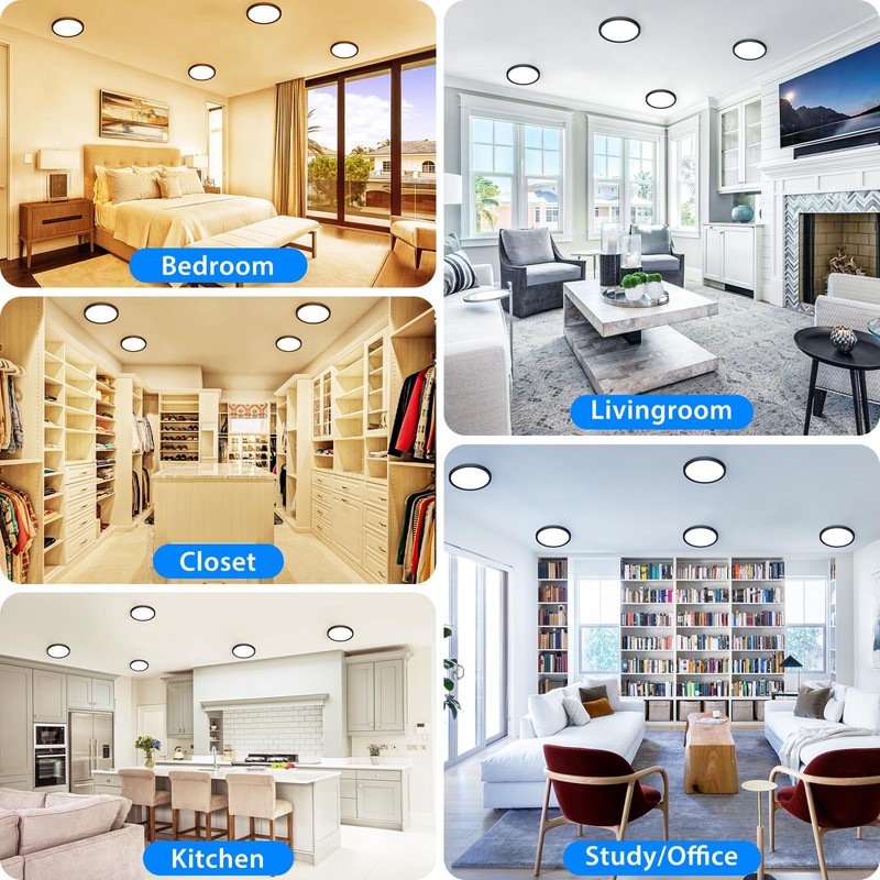 Peasur 7 inch LED Ceiling Light, 3000K/3500K/4000K/5000K/6500K Adjustable Flush Mount