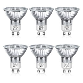 GU10 Halogen Bulb, 120V 50W Halogen Light Bulbs for Candle Warmer Lamp, Dimmable, 2700K Warm White, MR16 with Glass Cover for Track Lighting, Range Hood Lighting, 6 Pack