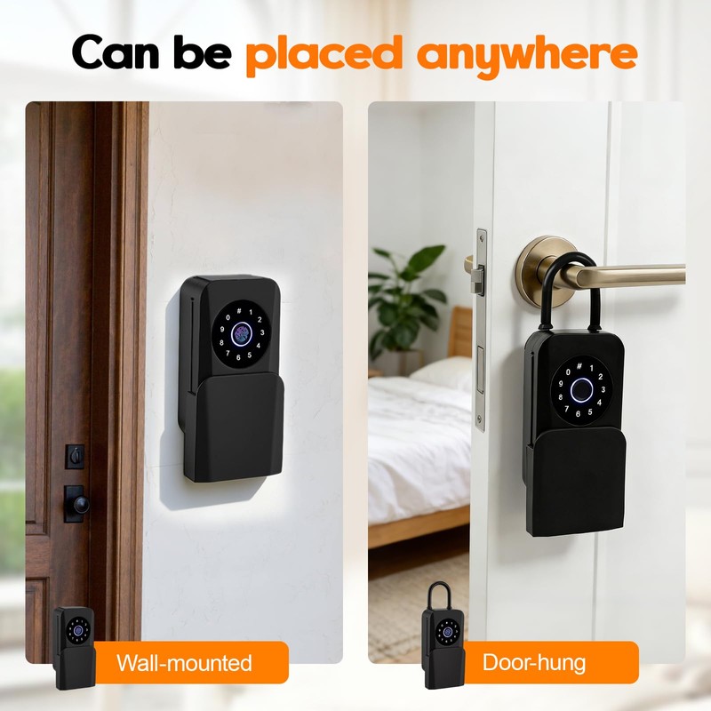 Smart Key Lockbox, Weatherproof & Portable Key Safe Outdoor, Master