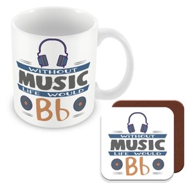 MUGGZ Novelty Gift for Musicians - Without Music Life Would Be Flat - Giftset - Made in The UK