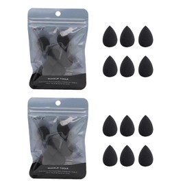 12 PCS Mini Makeup Sponge, Black Small Beauty Sponge Blender Set for Foundation, Powder, Concealer Highlight,and Eye Shadow