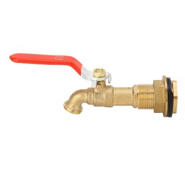 Rain Barrel Spigot, Brass Quarter Turn Ball Valve Faucet with Bulkhead, 3/4 Inch Hole, for Rain Barrels, Water Tanks, Tubs, Pools