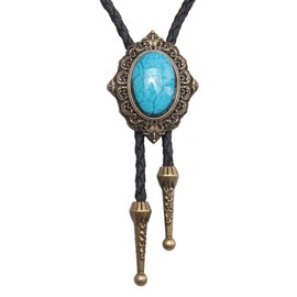 Joxevyia - Turquoise Stone Bolo Tie for Men Western Cowboy Tie Unisex Accessory Groomsmen Gifts, Jbl007-turquoise-gold, Único