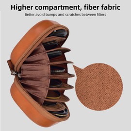 Camera Filter Pouch, PU Leather 5 Layers Lens Filter Case Pouch Shockproof Retro Camera Filter Storage Bag for Round Filters Up to 112mm, Hard Shell Lens Filter Bag Up