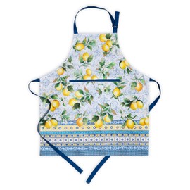 Maison d' Hermine Apron 100% Cotton 27.50"x31.50" 1 Piece Adjustable Neck Strap Cloth Apron with Center Pocket & Long Ties for Mother's Day Gifts, Chef, Women & Men, Wedding, Citrus - Spring/Summer