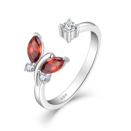STARCHENIE Adjustable Butterfly Ring 925 Sterling Silver Jewelry for Women Size 7, gemstone, Cubic Zirconia