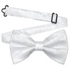 GUSLESON White Paisley Bow Tie Pocket Square Set for Wedding