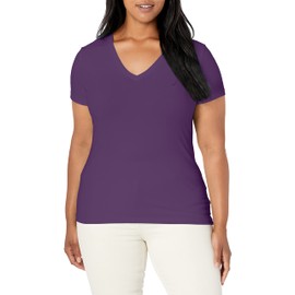 Nautica womens Easy Comfort V-neck Supersoft Stretch Cotton T-shirt T Shirt, Black Berry, X-Small US