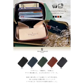 FRANK GERALD Men's Card Case, Mini Wallet, Thin, Large Capacity, Genuine Leather, Skimming Prevention, Coin Purse, Credit Cards, Magnetic Protection, Cowhide Leather, Chabara, Coin Case, Card Slots,