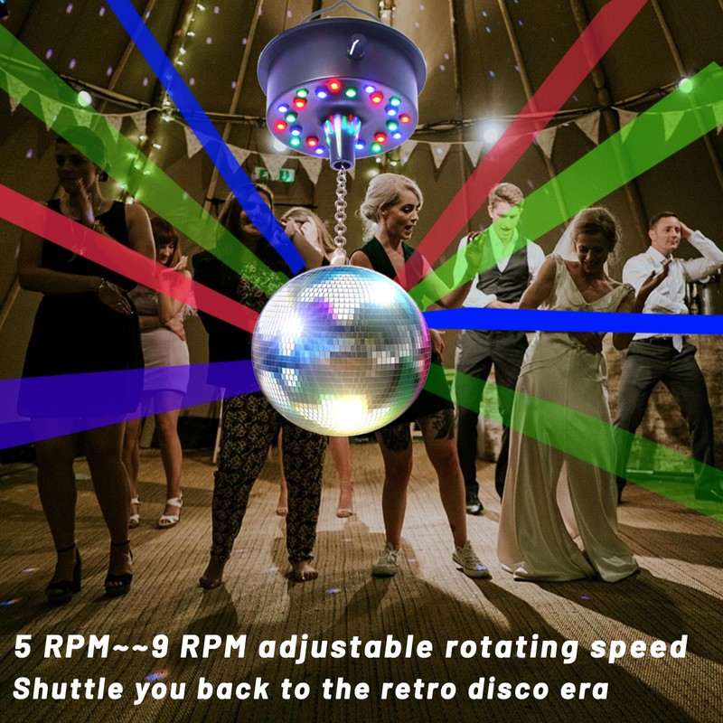 DGRIVERGOD Disco Ball Rotating Motor with Chain 5RPM-10RPM Adjustable Speed,Plug/Battery