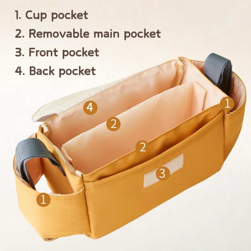 HAGOT Pram Organiser Pram Bag with Insulated Drink Holder, Buggy