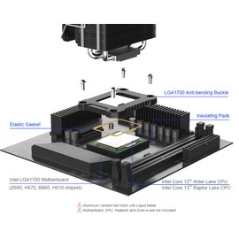 ElecGear LGA1700 Anti-Bend Frame, Aluminum Fixing Parts ILM for Intel Core 13th and 12th CPU LGA-1700 Socket, Replacement Fixing Bracket for 13/12th CPU Buckle