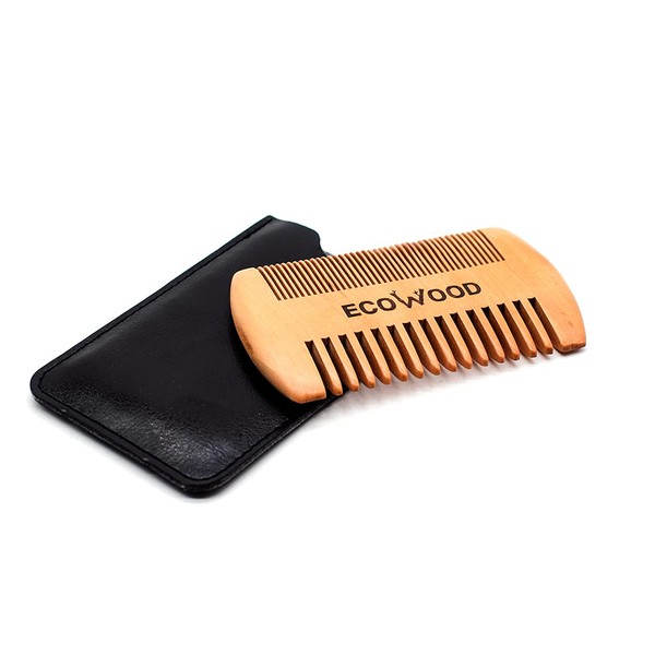 Ecowood® Peine para Barba y Bigote de Bambú con Funda
