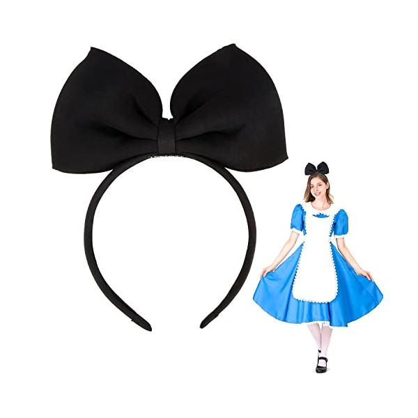 Bow Headbands Headdress for Women and Girls, Perfect Hair Accessories for Alice in Wonderland Cosplay (Black)