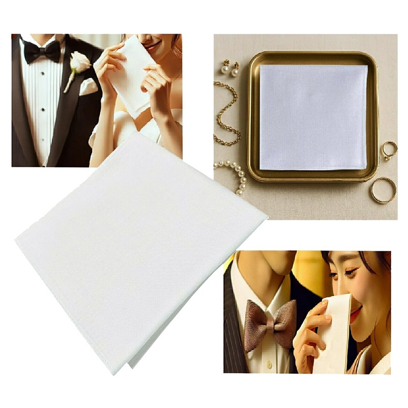 White Handkerchiefs, Plain, 20.9 inches (53 cm), Set of 3,