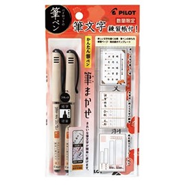 Pilot PSFM-40FNB PILOT Brush, 2 Black Fine Point Hard Brushes, Brush Character Exercise Book Included