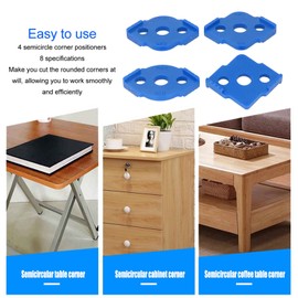 Plantillas de enrutador de plantilla de radio de 4 piezas, plantillas de enrutamiento de radio de esquina, R5 a R40, plantillas de bits de enrutador de esquinas redondeadas de enrutamiento(Azul)