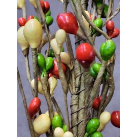 Unbranded Country PRIMITIVE 20" Pip Berry Pick Floral Christmas Crafts Green Red Ivory