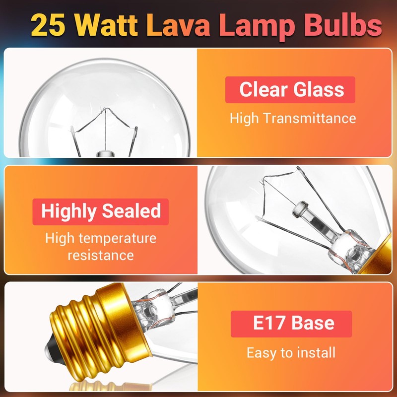 Lava Lamp Bulbs 25W 120 Volt, S11 Replacement Light Bulb