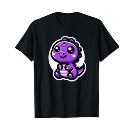 Women Cute Purple Dinosaur Graphic Logo Funny Dino Teen Kids T-Shirt