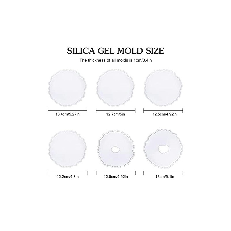 Amison, Moldes de Silicona para Resina, 6 Piezas, Blanco