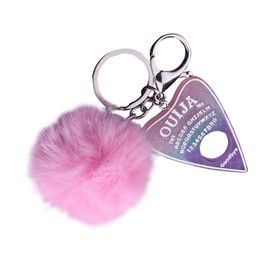 FORUBUS Ouija Board Keyring with Pompom Ball for Women Girls, Glittering Ouija Board Key Chains for Car Keys Handbag Jewelry-pink