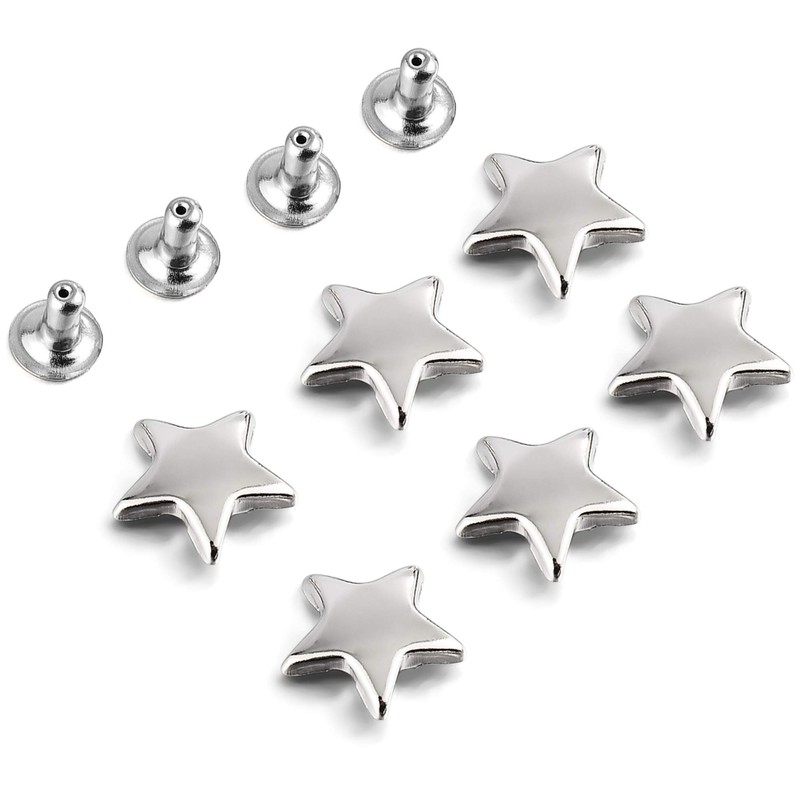 100 Sets 12MM Silver Star Rivets for Leather Star Rivet